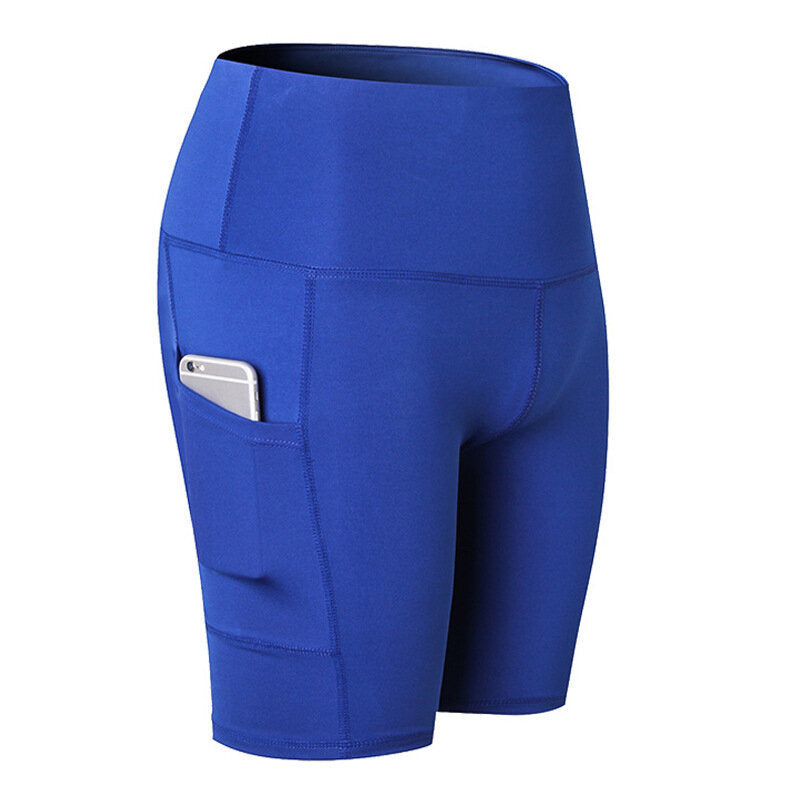 Women's Shorts Yoga Workout Running Compression Exercise Shorts Side Pockets