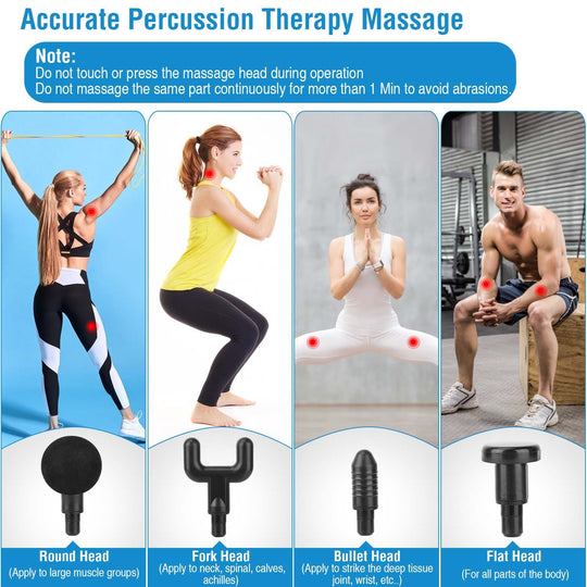Percussion Massage Gun Rechargeable Deep Tissue Vibration Massager Handheld Leg Body Cordless Massager