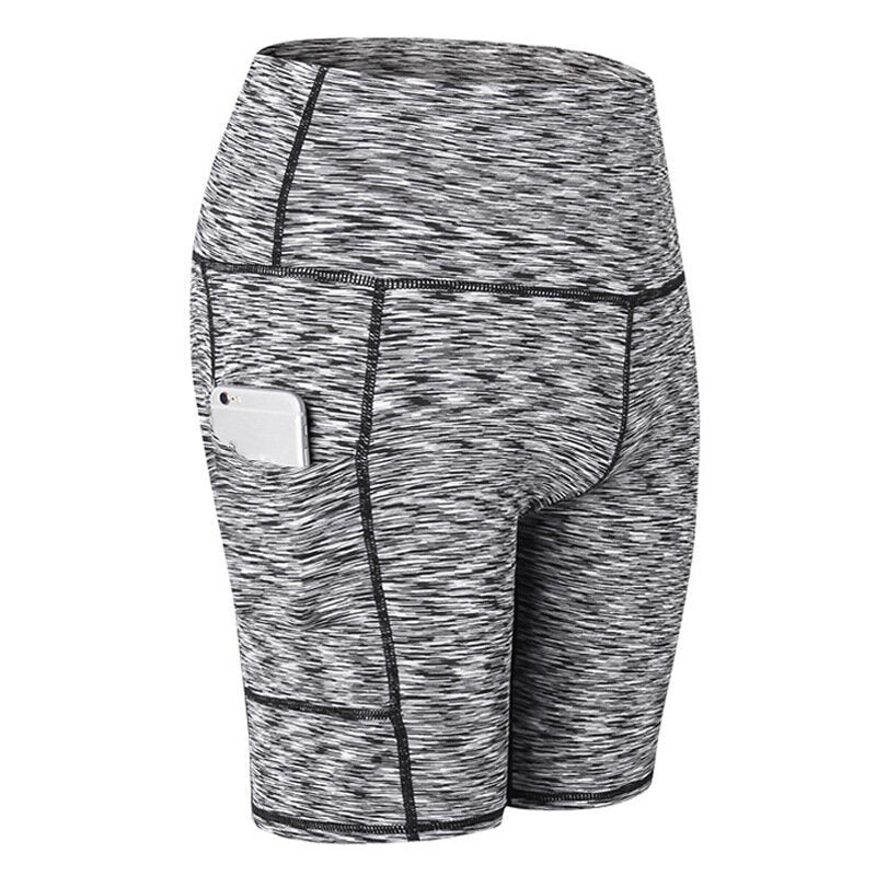 Women's Shorts Yoga Workout Running Compression Exercise Shorts Side Pockets